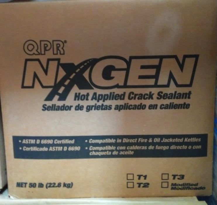 50 lb carton of QPR NxGen Hot Applied Crack Sealant