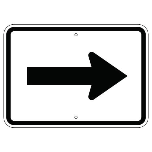 White and Black M6-1 Arrow Auxiliary Sign, Right