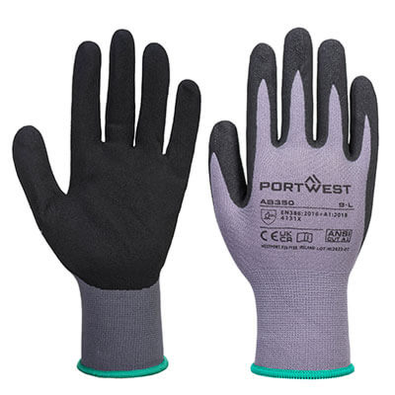 AB350 - Grip 15 Nitrile Sandy Essential Multipack (Pk12) , Gray/Black , XL