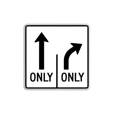 Advanced Intersection Thru Only Right Only Sign, 36", Diamond Grade Prismatic (DG3), 0.080