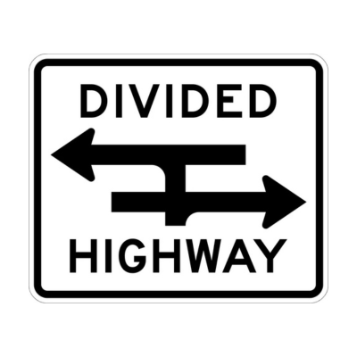 Divided Highway Sign -36 " x 30 ", High Intensity Prismatic (HIP)