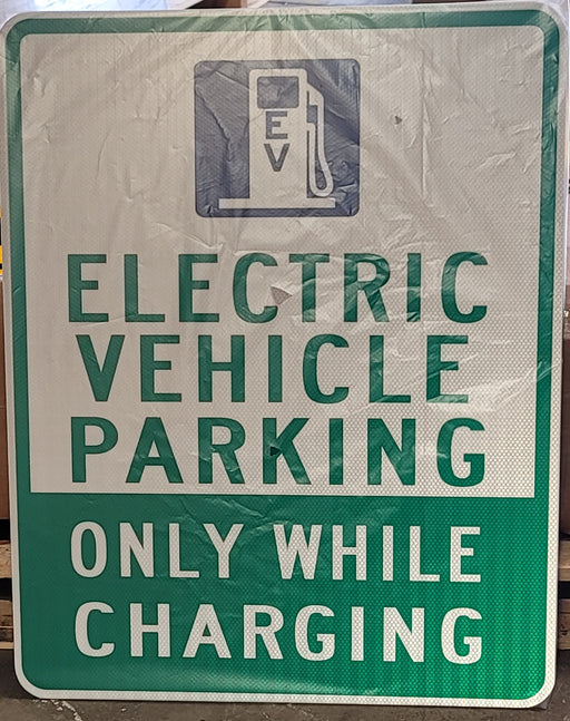 24" x 30" ELECTRIC VEHICLE (EV) PARKING ONLY Sign (HIP) in green and white