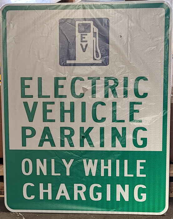 24" x 30" ELECTRIC VEHICLE (EV) PARKING ONLY Sign (HIP) in green and white