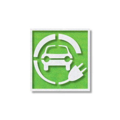 EV with Plug (Green/White) Preformed Thermoplastic Pavement Marking EV Charging Symbols - .090 | 48in