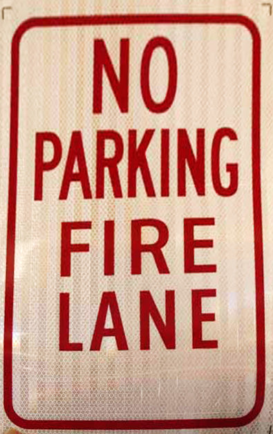Red and White No Parking Fire Lane HIP Parking Sign