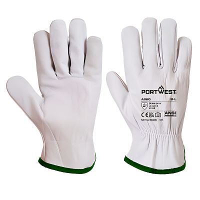 A260 - Leather Driver 115 Goat Grain Glove , Gray , L