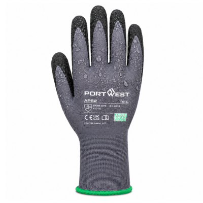 AP62 - Grip 15 Nitrile Sandy Aqua Glove , Gray/Black , L