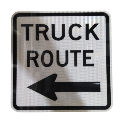 Truck Route Arrow Left Sign- 18 " x 18 ", High Intensity Prismatic (HIP)