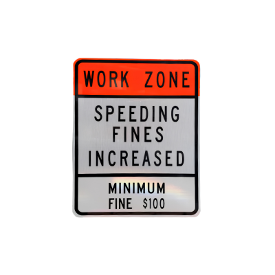 WORK ZONE SPEEDING FINES INCREASED Sign | 48in X 60in