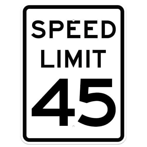 white and black, vertical rectangle, R2-1 Speed Limit Sign