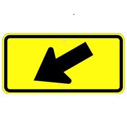 Diagonal Left Arrow Sign 24" x 12", (Yellow) Diamond Grade Prismatic