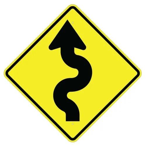 Left Winding Road Arrow Sign 30 " x 30 ", High Intensity Prismatic (HIP)