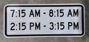 White and Black, Horizontal Rectangle, S4-1 Customizable School Zone Times Sign size 24"x10"