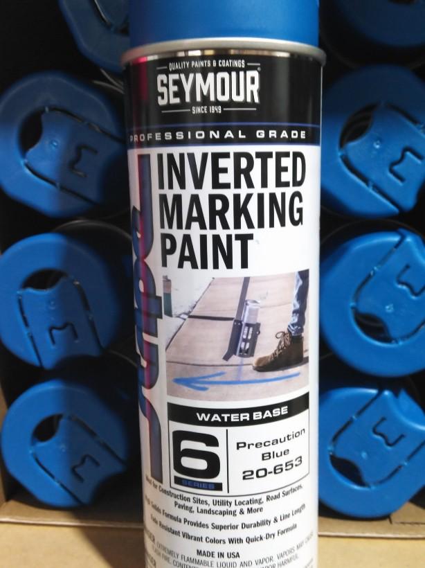 20-653 Seymour Stripe 6-Series Inverted Ground Marking Paint, Precaution Blue (17oz)