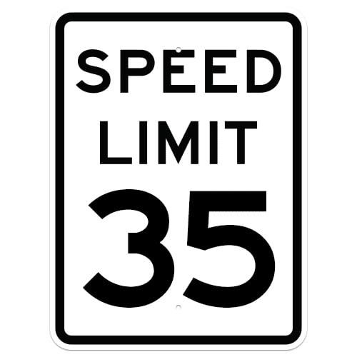 White and black, vertical rectangle, R2-1 SPEED LIMIT 35 Sign