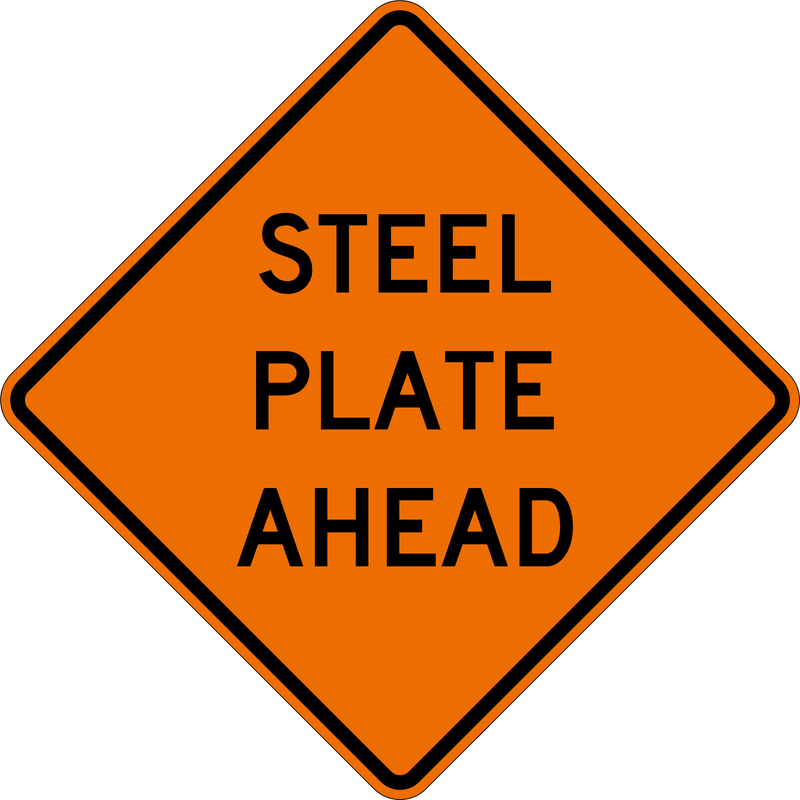Steel Plate Ahead 36" x 36", Diamond Grade Prismatic (DGO)