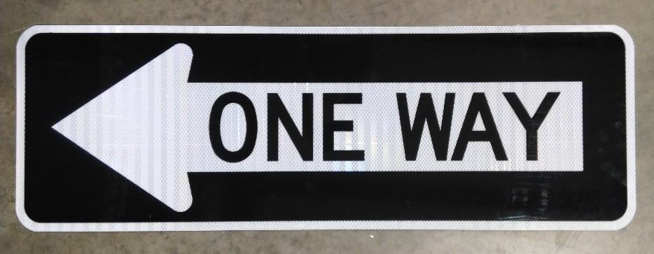 Black and White R6-1L One Way Arrow Sign, Left