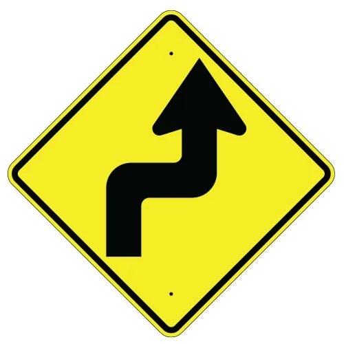 Right Reverse Turn Arrow Sign 30 " x 30 ", High Intensity Prismatic (HIP)