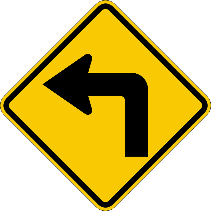 Left Turn Arrow Sign 36 " x 36 ", High Intensity Prismatic (HIP)