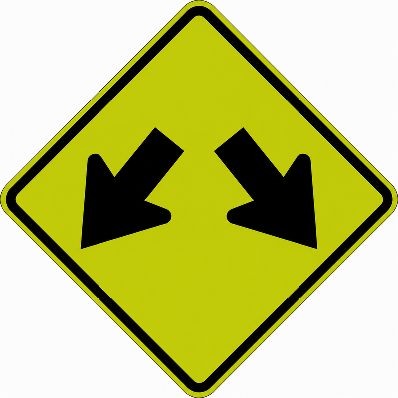 Two Downward Diagonal Arrows Sign - 36" x 36", Diamond Grade Prismatic (FYG)