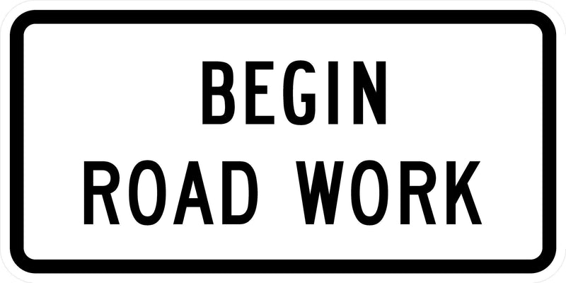 Begin Road Work Sign- 48 " x 24 ", Diamond Grade (DGO)