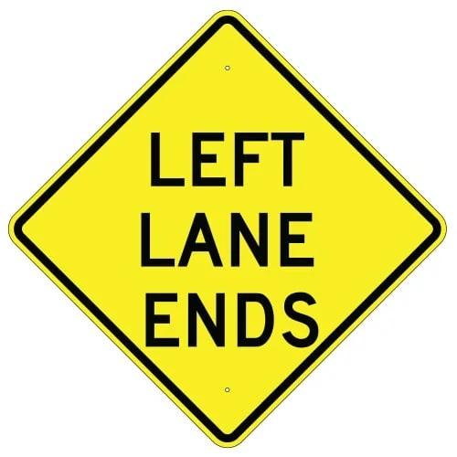 Left Lane Ends Sign 30 " x 30 ", High Intensity Prismatic (HIP)