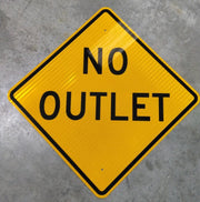 W14-2 NO OUTLET Orange and Black Warning Sign
