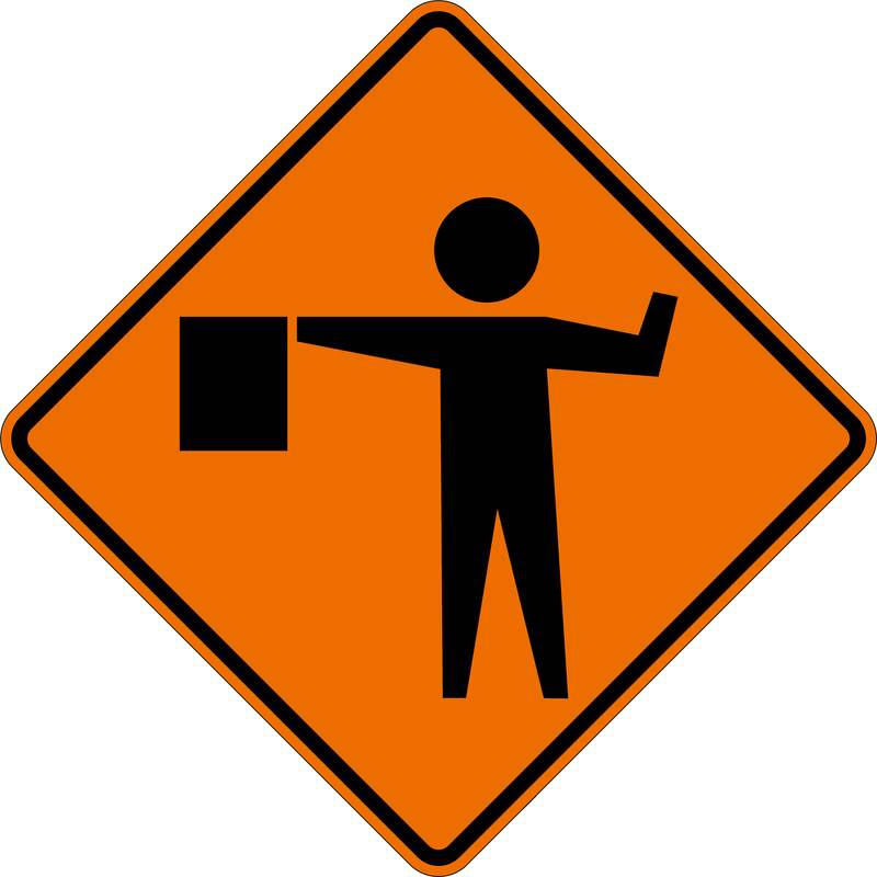 Flagger (Symbol) Ahead Road Sign W20-7  | 48in x 48in