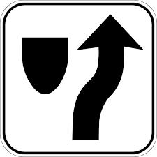 24 X 30 Keep Right with Diagonal Up Arrow Sign High Intensity Prismatic (HIP) B/W