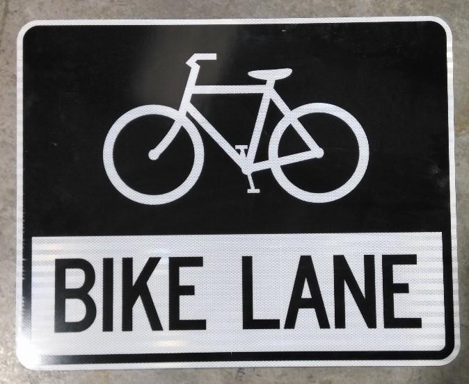 Black and White Bike Lane Sign, MUTCD R3-17