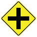 yellow and black W2-1 Cross Road Symbol Sign, High Intensity Prismatic (HIP) | 30 " x 30 "