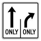 Advanced Intersection Thru Only Right Only Sign, 36", Diamond Grade Prismatic (DG3), 0.080