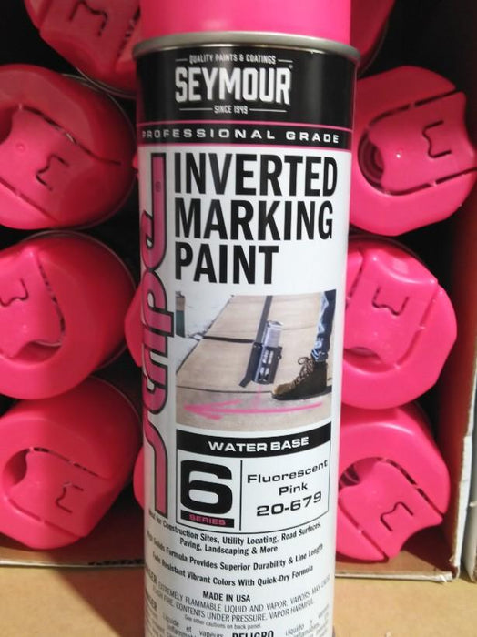 20-679 Seymour Stripe 6-Series Inverted Ground Marking Paint, Fluorescent Hot Pink (17oz)