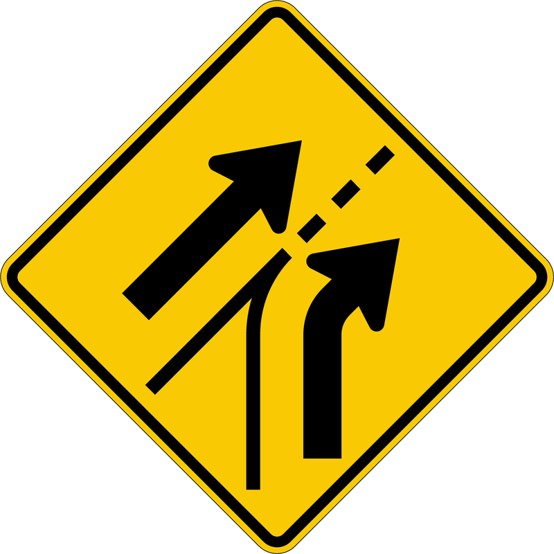 Entering Roadway Added Lane Symbol Sign 30" x 30", High Intensity Prismatic (HIP)