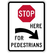 Stop Here for Pedestrians Symbol Sign, Right 36 " x 36 ", Diamond Grade (DG3)