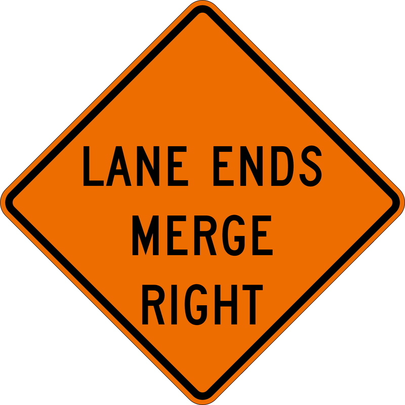 Lane Ends Merge Right Symbol Sign 48" x 48", Diamond Grade Prismatic