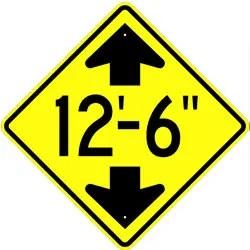 W12-2 yellow and black Clearance Sign, High Intensity Prismatic (HIP) with up and down arrows | 36 " x 36 "