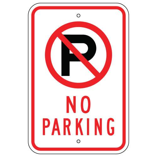 White, Red and Black NO PARKING Sign with Symbol, Advanced Engineer Grade Prismatic (AEGP) Sign | 12 " x 18 "