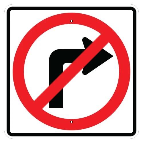 R3-1 white, red and black No Right Turn Symbol High Intensity Prismatic (HIP) square sign size 36 " x 36 "