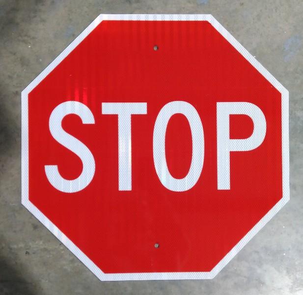 Red and White, Stop Sign (R1-1), High Intensity