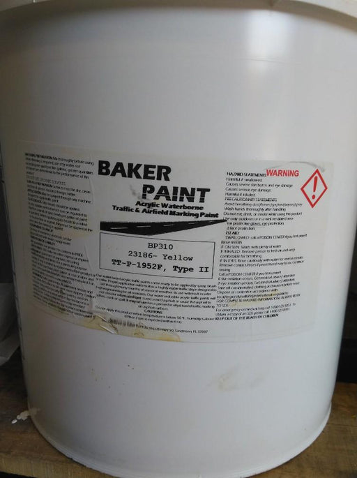 Baker 1952-E Spec gallon of yellow Acrylic Waterborne Traffic & airfield marking paint