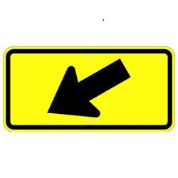 DIAGONAL LEFT ARROW High Intensity Prismatic (HIP) Road Sign | 24in x 12in, yellow background, black diagonal left arrow and border