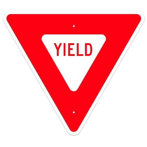 Red and White Triangle MUTCD R1-2 Yield Sign