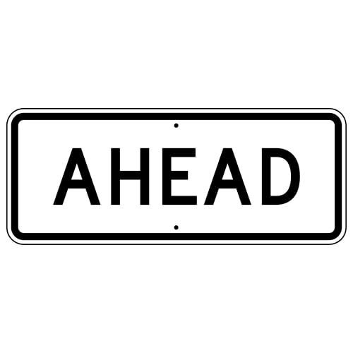 AHEAD HIP Black and White Sign 