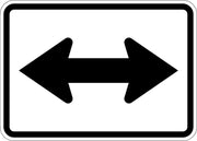 White and black M6-4 Double Arrow Auxiliary High Intensity Prismatic (HIP) Sign | 21" X 15"