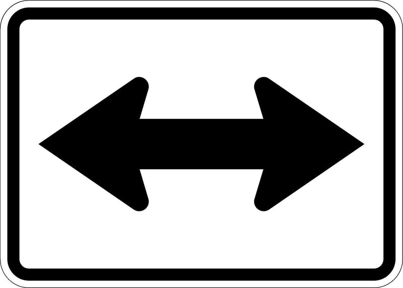 White and black M6-4 Double Arrow Auxiliary High Intensity Prismatic (HIP) Sign | 21" X 15"