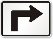 white sign with black border and arrow - Advance Turn Arrow Auxiliary High Intensity Prismatic (HIP) Sign | 21 " x 15 "
