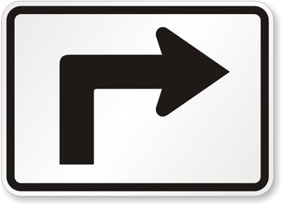 white sign with black border and arrow - Advance Turn Arrow Auxiliary High Intensity Prismatic (HIP) Sign | 21 " x 15 "