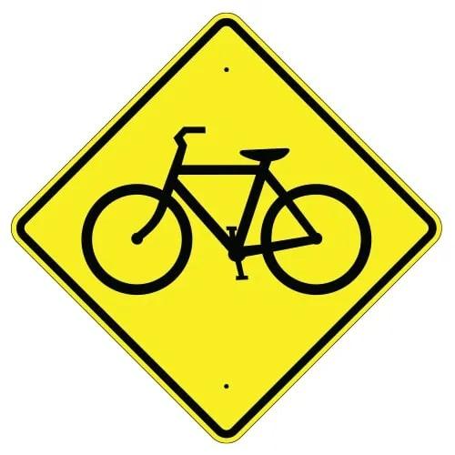 Bright yellow 30" x 30" Diamond Grade Prismatic (DG3) Bicycle Crossing Symbol Sign