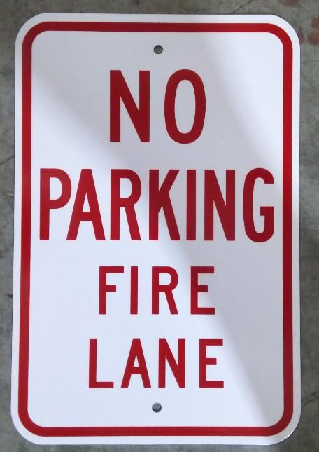 White and Red NO PARKING FIRE LANE Advanced Engineer Grade Prismatic (AEGP) | 12 " x 18 "